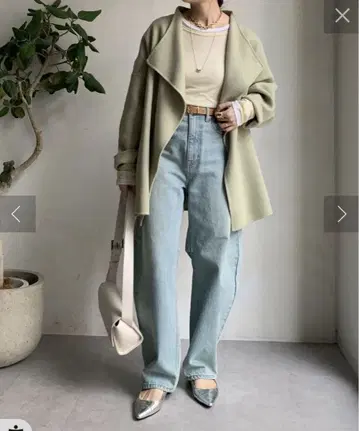 DOUDOU 핸드메이드 미들 기장 코트 그린