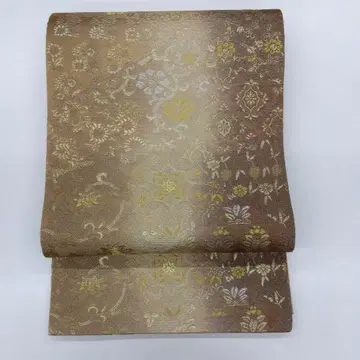 후쿠로 오비 육통 기타데 요사부로 패치워크풍 꽃+덩굴 패턴 25M254f