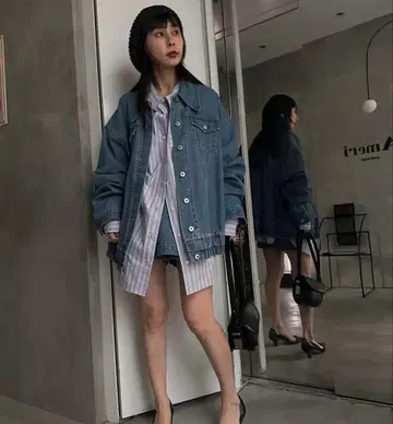 AMERI VINTAGE 데님 자켓 x 큐롯 셋업 M 블루