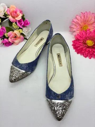 DIANA 데님 글리터 플랫슈즈