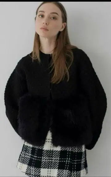 메종 돌체 니트 퍼 가디건 (탈부착 가능)