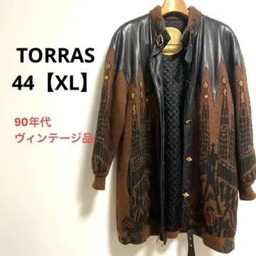 90s TORRAS 스페인산 아스텍 디자인 가죽 자켓