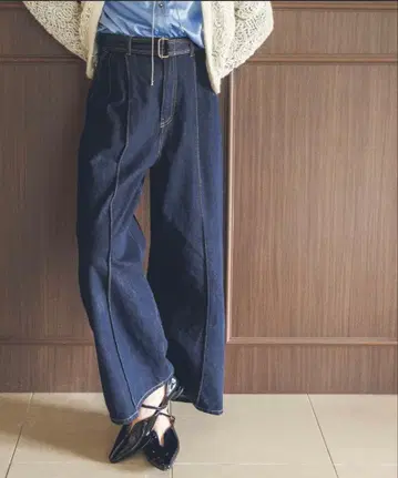 Gready Brilliant 벨트 포함 데님 와이드 팬츠 38