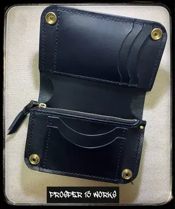 미들 트래커 지갑 히메지 가죽 탄닌 무두질