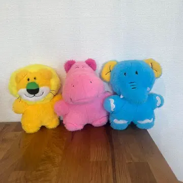 맛있는 동물 봉제 인형 3종 세트 (사자군, 하마씨, 코끼리씨)