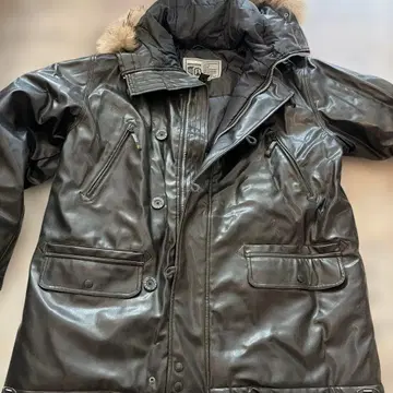 FREAKY MASSIVE 후드 부착 가죽 자켓 M