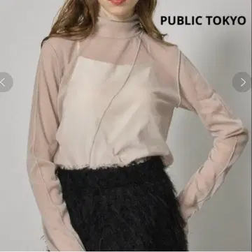 PUBLIC TOKYO 퍼블릭 도쿄 시스루 멜로우 하이넥 F