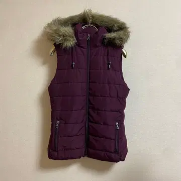 BANANA REPUBLIC 퍼플 베스트 퍼 후드 탈부착 OK