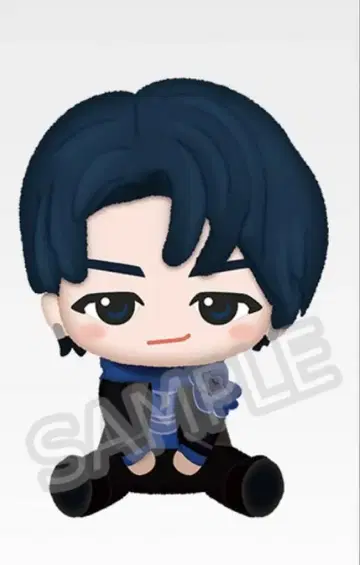 애니메이션풍 봉제 인형 마스코트 블랙 블루