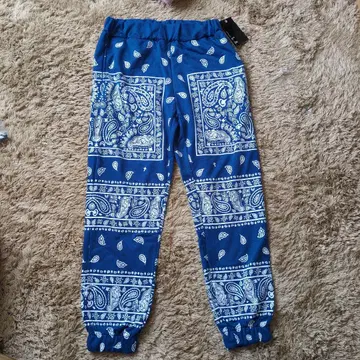 파랑 페이즐리 무늬 맨투맨 팬츠