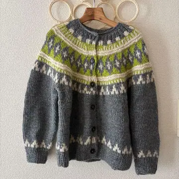 PAR ICI 팰리시 네팔 손뜨개질 퀼팅 자카드 가디건