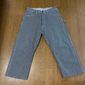 스탠다드캘리포니아 스트라이프 와이드 페인터 팬츠 프론트 버튼 W32