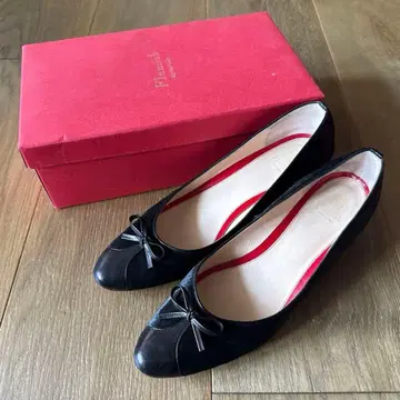 블랙 펌프스 인조 모피 24cm 40 일본제