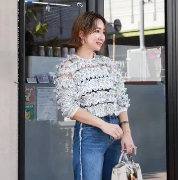 make ai 플라워 시스루 블라우스 플라워 프린트