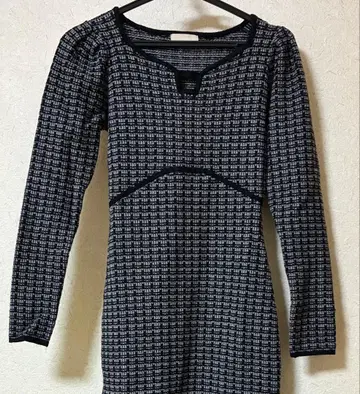 리젝시 바이컬러 트위드 니트 원피스