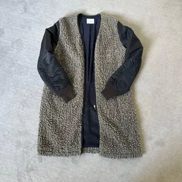 나일론 보아 롱 자켓 그레이