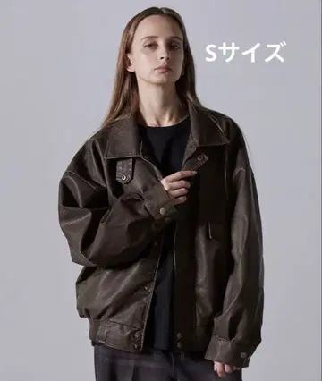 CLEL 빈티지 디자인 인조 가죽 블루종