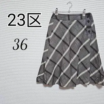 23구 플레어 스커트 36 사이즈 체크 무늬
