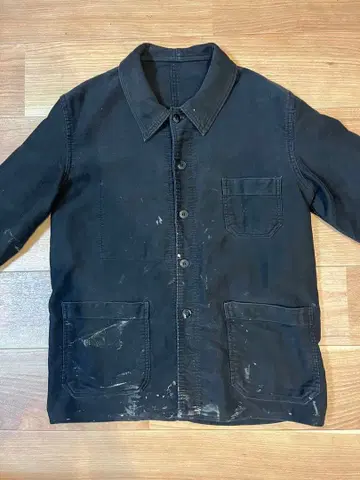 70s 프렌치 빈티지 '라이트 블랙 몰스킨 자켓'