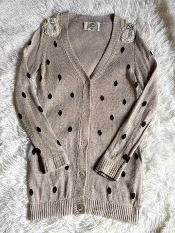 Kaon 어깨 비쥬 리본 마 혼방 롱 가디건 새상품급 프리 사이즈