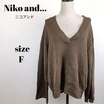 [ a2148 ] Niko and - 깊은 V넥 긴팔 니트 F 브라운