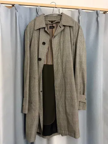 Paul Smith 체스터 코트 체크 무늬 그레이