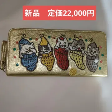 오늘 세일 새상품 맨해트너즈 틴클 퍼스 장지갑 골드 고양이 패턴