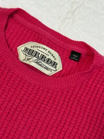 SHINZONE 핑크 리브 편직 와플 스웨터 니트 캐시미어