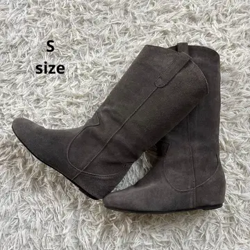 NOUBEL VOUG 그레이 스웨이드 롱 부츠 플랫 밑창 S