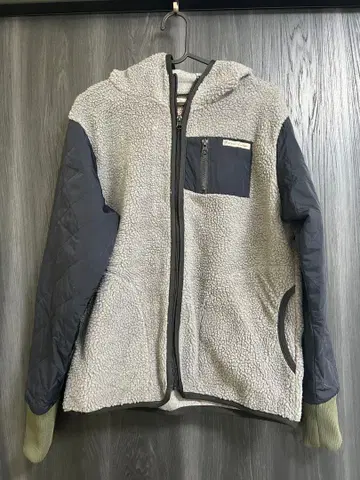 라임 잉크 플리스 자켓 후드 부착 그레이/네이비