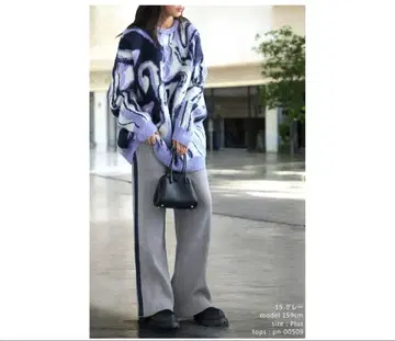 배색 니트 팬츠 antiqua 안티카