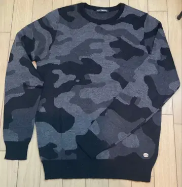 GAS 카모 패턴 니트 스웨터 그레이/블랙