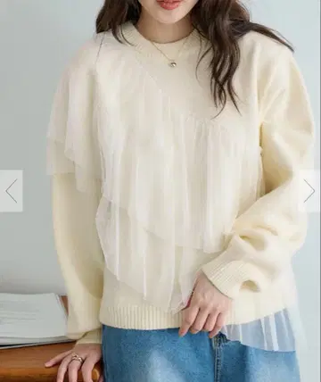 택 포함 새상품 titivate 숄더튤프릴 풀오버