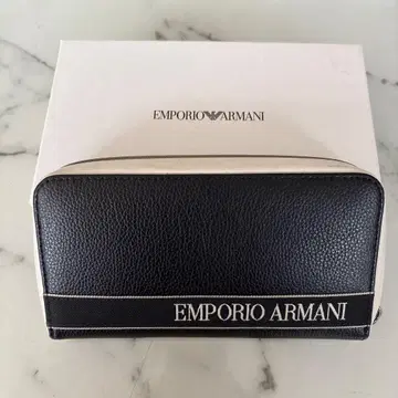 EMPORIO ARMANI 가죽 장지갑 블랙/화이트