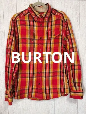BURTON 버튼 플란넬 셔츠 체크 셔츠 롱 슬리브 셔츠