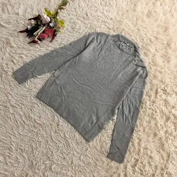 [무인양품] 니트 스웨터 긴팔 하이넥 리브 울 양모 야크 L