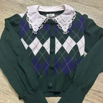 Darich 아가일 무늬 니트 스웨터 카라 부착