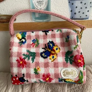 FEILER 페이러 하이디 체크 손잡이 파우치 핑크