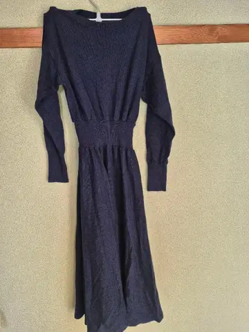 UNITED ARROWS 네이비 긴팔 니트 원피스 캐시미어 혼방