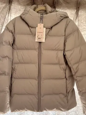 그레이 후드 부착 다운 자켓 M