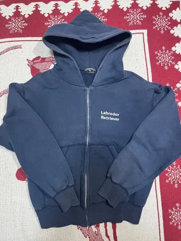 지퍼 후드티 페이드 네이비 짧은 기장