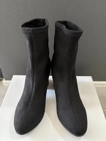 S 사이즈 블랙 스웨이드 스틸레토 스트레치 숏부츠