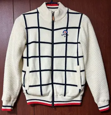 캘러웨이 여성용 니트 자켓 S 사이즈 아이보리 체크 무늬