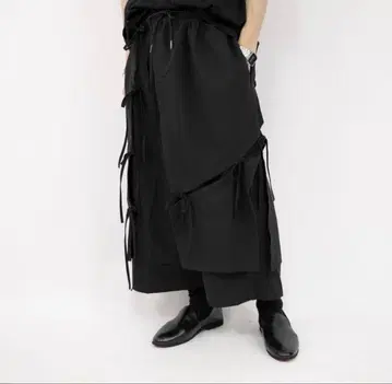 minsobi 민서비 멀티 스트랩 와이드 팬츠 블랙