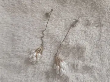 핸드메이드 귀걸이 롱 펄 골드 화이트 펄 링 귀걸이