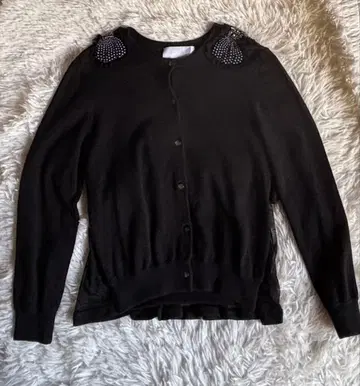 Kaon 어깨 비쥬 리본 뒷면 튤 가디건 새상품급 프리 사이즈