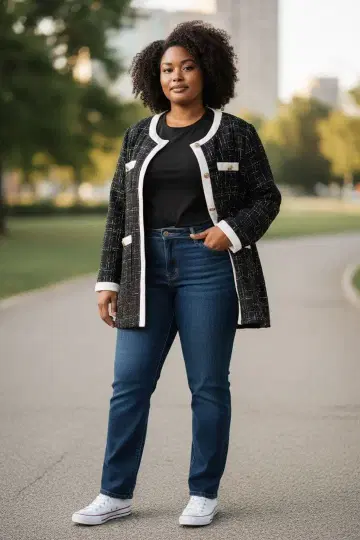 노카라 자켓 블랙 화이트