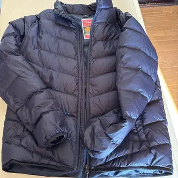 네이비 후드 부착 다운 자켓