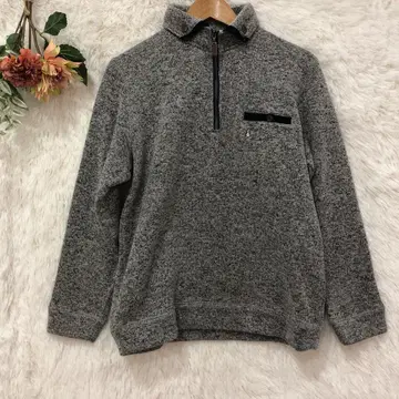 허시파피 긴팔 상의 [ M ] 면 100% 하프 지퍼 로고 그레이