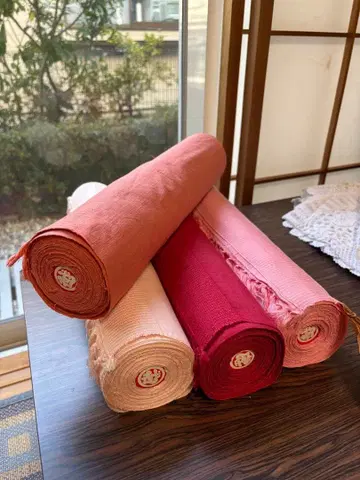 핑크 계열 순수 실크 원단 롤 4개 세트